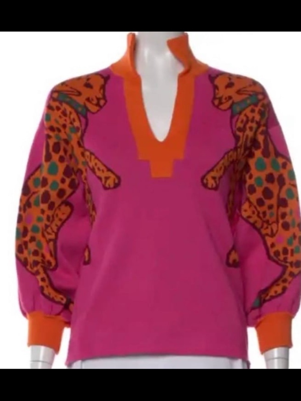 Emily McCarthy Animal Print V-Neck Sweater
Pink | Size: XS